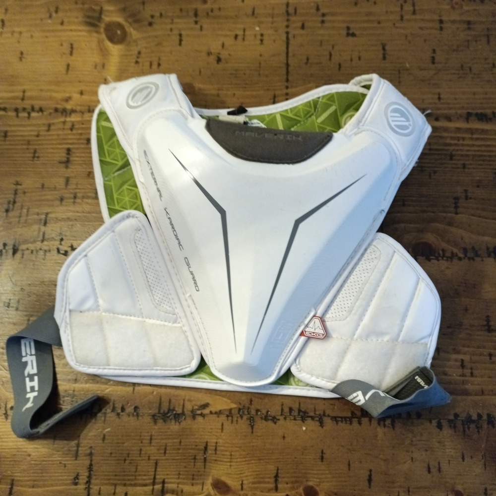 Maverik EKG Lacrosse Chest Protector White NOCSAE Certified Size Medium